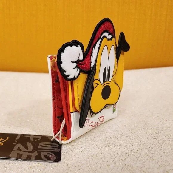 Loungefly Disney Pluto Santa Letter Holiday Flap Wallet NEW - Picture 3 of 16